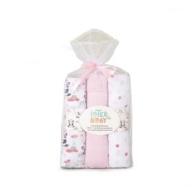 Interbaby Πάνες Αγκαλιάς (80&#215;80) Σετ 3 Τεμ Paracaidista Pink