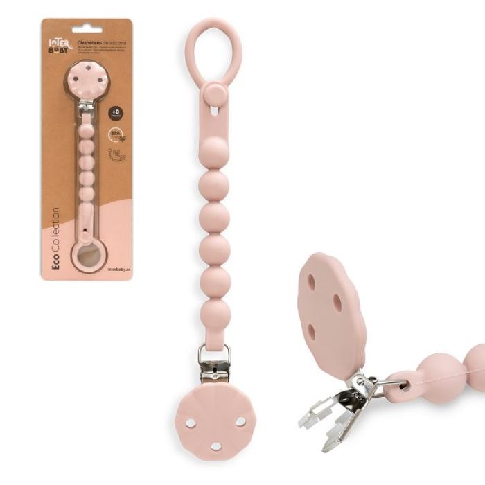 Interbaby Αλυσίδα Στήριξης Πιπίλας Σιλικόνης Dark Pink