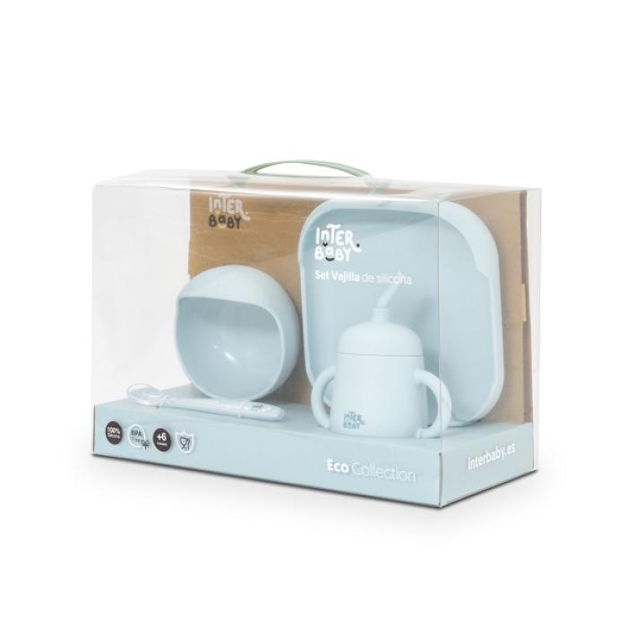Interbaby Παιδικό Σετ Φαγητού Σιλικόνης Blue