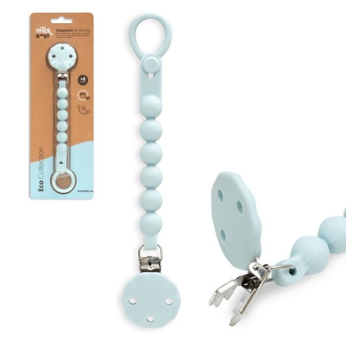 Interbaby Αλυσίδα Στήριξης Πιπίλας Σιλικόνης Grey Blue