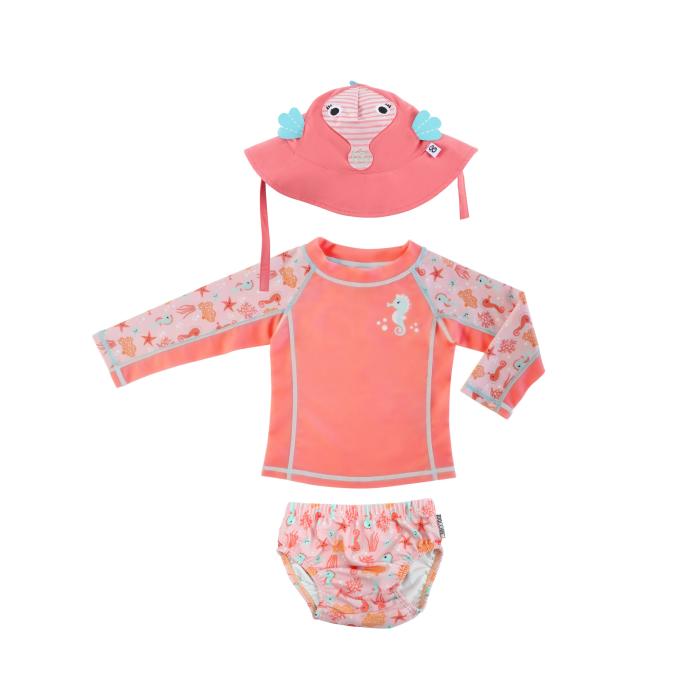 Σετ UV Μαγιώ Πάνα Καπέλο Μπλούζα Sally the Seahorse - 12-24m