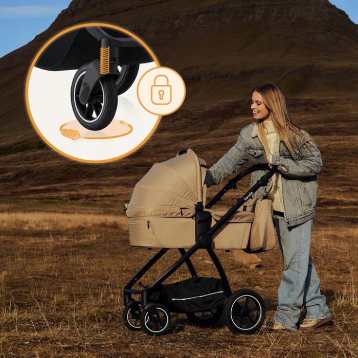 Lionelo Meril Καρότσι Βρεφικό έως 22kg 3 σε 1 Black Onyx