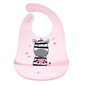 Σαλιάρα Σιλικόνης Zebra Pink