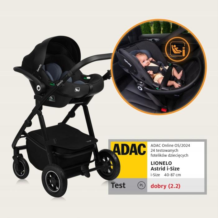 Lionelo Meril Καρότσι Βρεφικό έως 22kg 3 σε 1 Black Onyx
