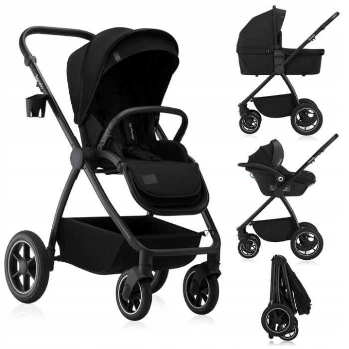 Lionelo Meril Καρότσι Βρεφικό έως 22kg 3 σε 1 Black Onyx
