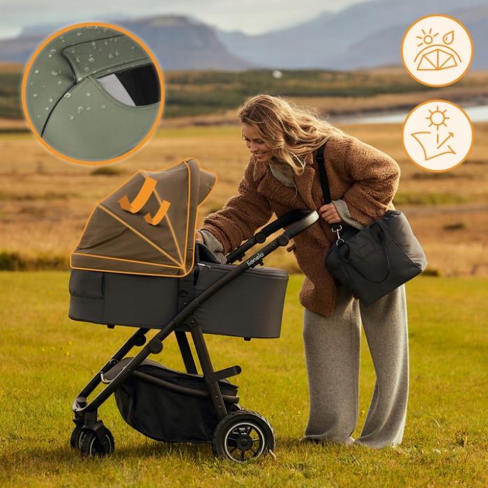 Lionelo Amber Plus Καρότσι Βρεφικό έως 22kg 3 σε 1 Green Forest