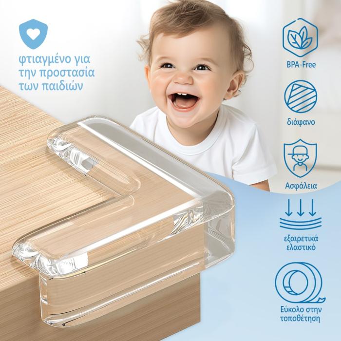 Προστατευτικά γωνιών L-Shape Διάφανα 12τμχ