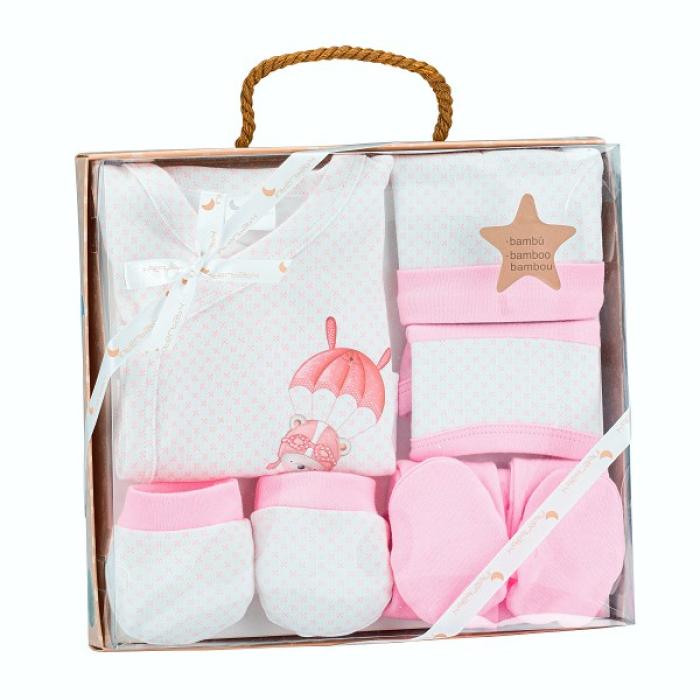 Interbaby Paracaidas Σετ Δώρου 4 τμχ (0-6 μηνών) Pink