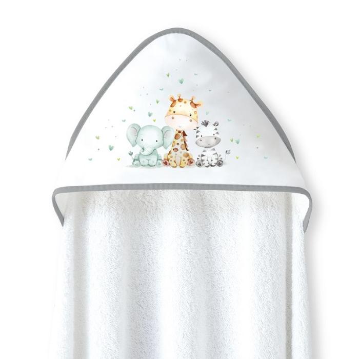 Interbaby Jirafa Elefante Μπουρνούζι Κάπα & Σαλιάρα White-Grey