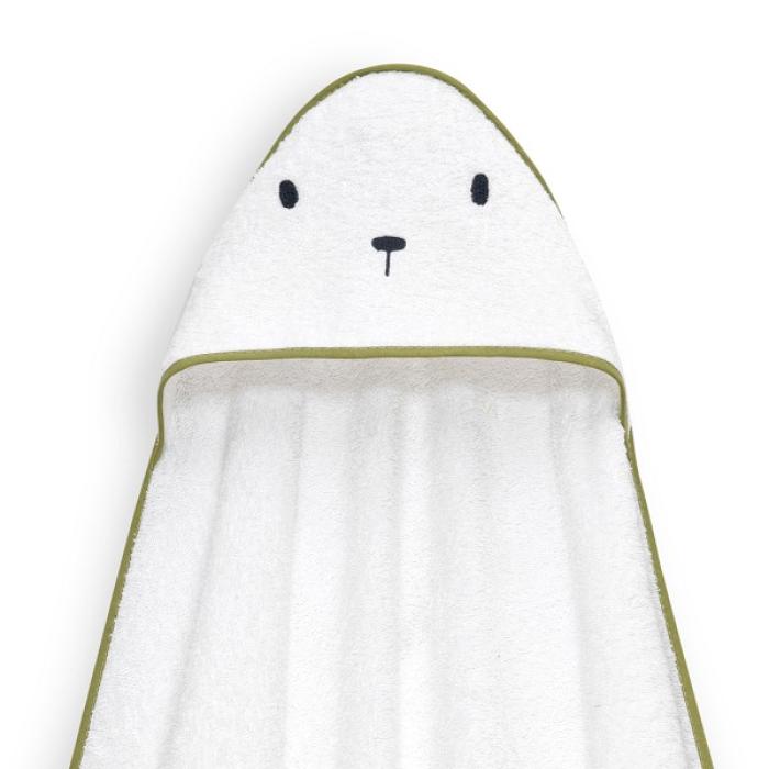 Interbaby Bear Σετ Μπουρνούζι & Πανάκι Παρηγοριάς Μουσελίνας White-Green