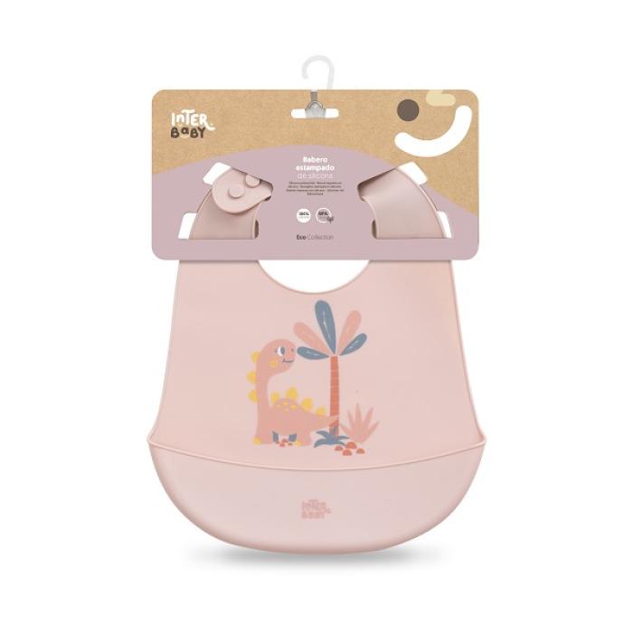 Interbaby Σαλιάρα Σιλικόνης Dino Pink
