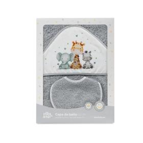 Interbaby Jirafa Elefante Μπουρνούζι Κάπα &#038; Σαλιάρα Grey
