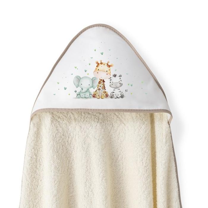Interbaby Jirafa Elefante Μπουρνούζι Κάπα & Σαλιάρα Beige