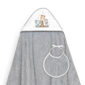 Interbaby Jirafa Elefante Μπουρνούζι Κάπα &#038; Σαλιάρα Grey