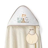 Interbaby Jirafa Elefante Μπουρνούζι Κάπα &#038; Σαλιάρα Beige