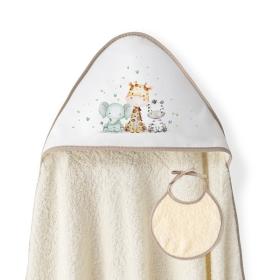 Interbaby Jirafa Elefante Μπουρνούζι Κάπα &#038; Σαλιάρα Beige