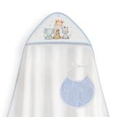 Interbaby Jirafa Elefante Μπουρνούζι Κάπα &#038; Σαλιάρα White-Blue