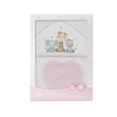 Interbaby Jirafa Elefante Μπουρνούζι Κάπα &#038; Σαλιάρα White-Pink