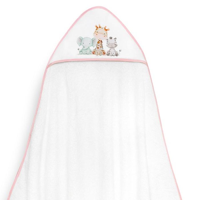 Interbaby Jirafa Elefante Μπουρνούζι Κάπα &#038; Σαλιάρα White-Pink