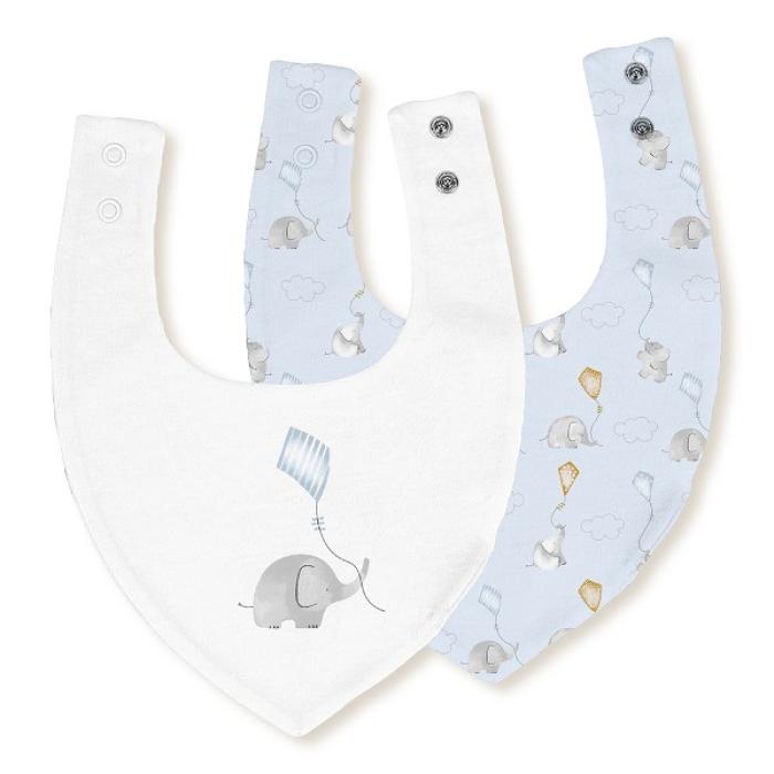 Interbaby Σαλιάρα Bandana Σετ 2 Τεμ Elephant Blue