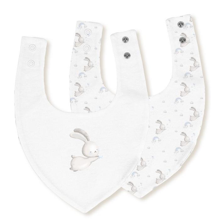 Interbaby Σαλιάρα Bandana Σετ 2 Τεμ Bunny Blue