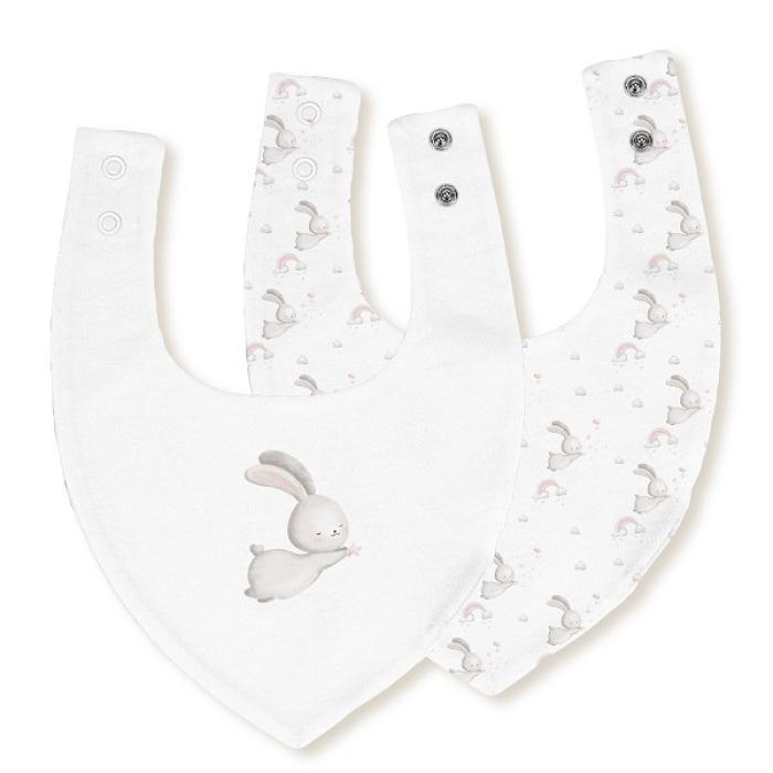 Interbaby Σαλιάρα Bandana Σετ 2 Τεμ Bunny Pink