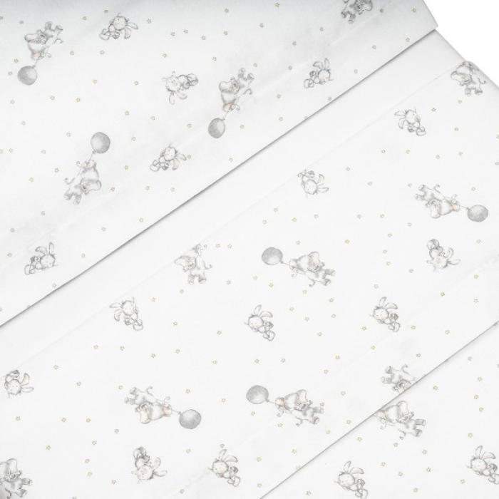 Interbaby Elephant Set Σεντόνια Φανέλα White/Grey