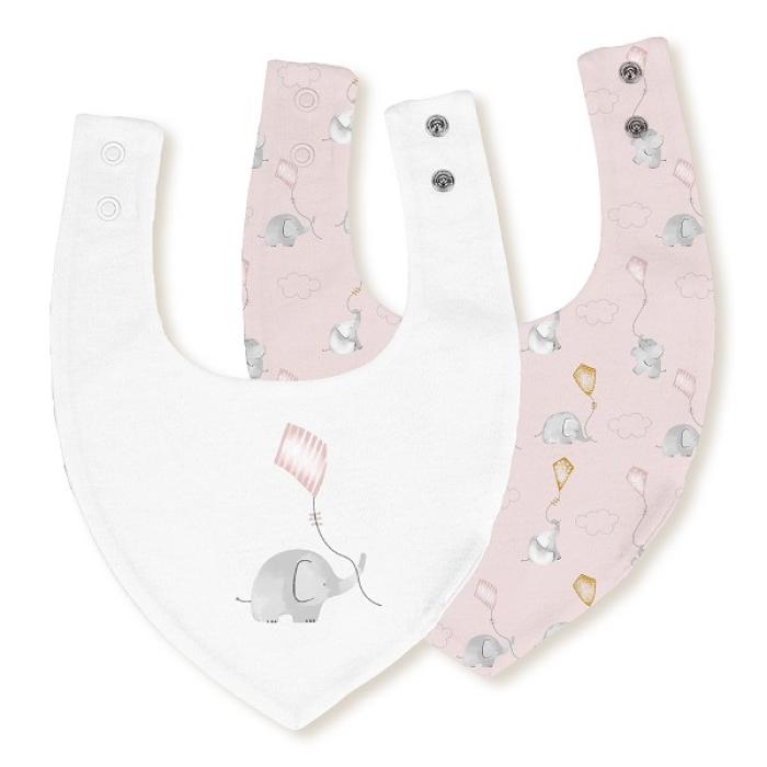 Interbaby Σαλιάρα Bandana Σετ 2 Τεμ Elephant Pink