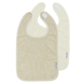 Meyco Σετ 2 Βαμβακερές Σαλιάρες Popcorn natural/soft sand με velcro