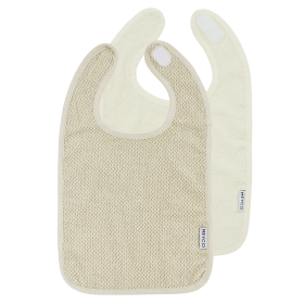 Meyco Σετ 2 Βαμβακερές Σαλιάρες Popcorn natural/soft sand με velcro
