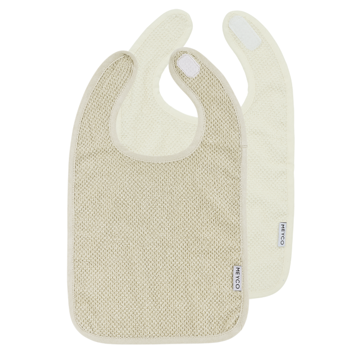 Meyco Σετ 2 Βαμβακερές Σαλιάρες Popcorn natural/soft sand με velcro