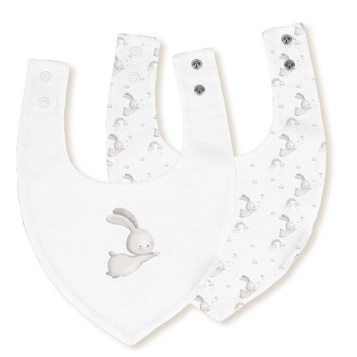 Interbaby Σαλιάρα Bandana Σετ 2 Τεμ Bunny Grey