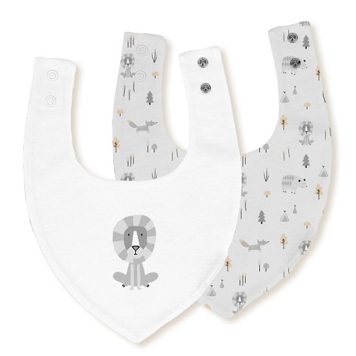 Interbaby Σαλιάρα Bandana Σετ 2 Τεμ Fox Grey