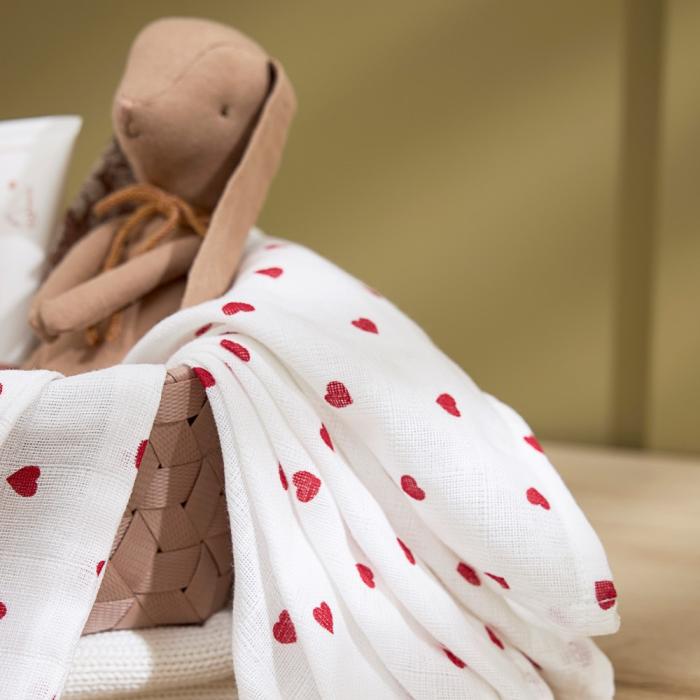 Meyco Σετ 3 Απορροφητικές Λαβέτες/Μουσελίνες Sweet Heart – 30x30cm