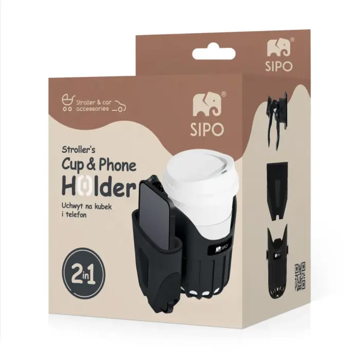 Sipo 2 in 1 Ποτηροθήκη Καροτσιού Με Θήκη Κινητού