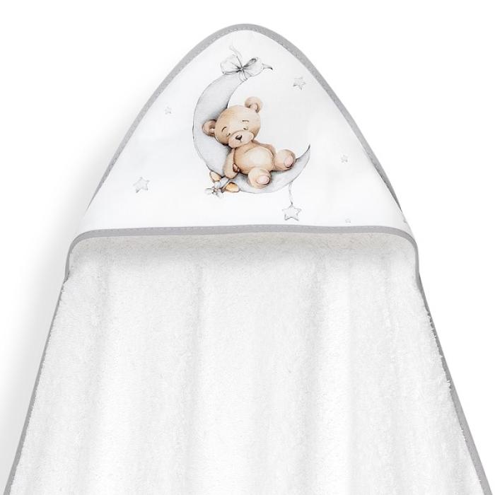 Interbaby Bear Μπουρνούζι Κάπα &#038; Καπέλο Μπάνιου White-Grey