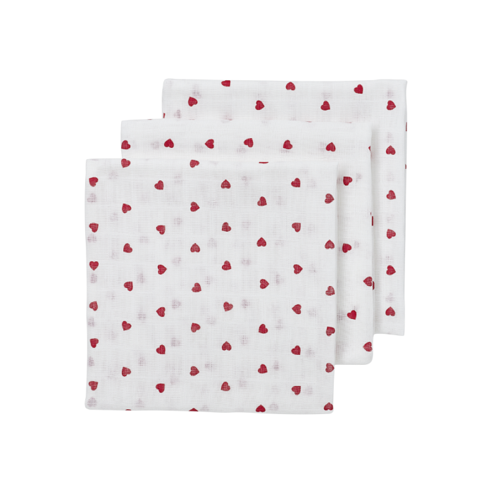 Meyco Σετ 3 Απορροφητικές Λαβέτες/Μουσελίνες Sweet Heart – 30x30cm