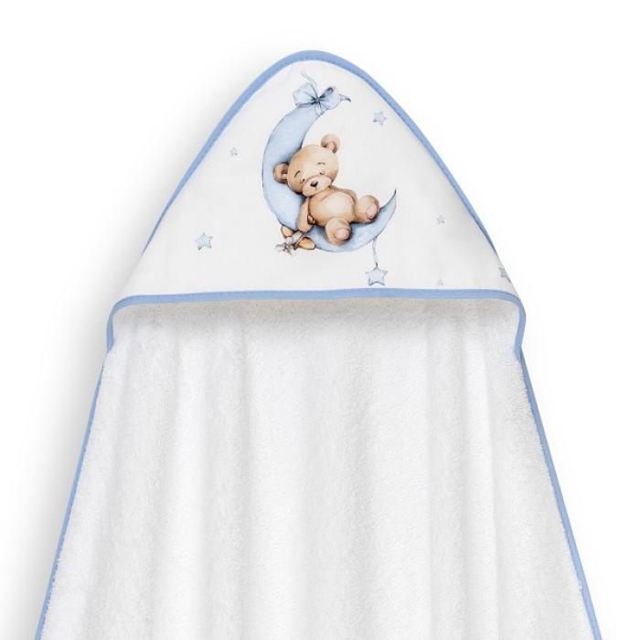 Interbaby Bear Μπουρνούζι Κάπα &#038; Καπέλο Μπάνιου White-Blue