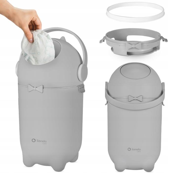 Lionelo Purebin Κάδος για Πάνες Αεροστεγής & Άοσμος Gray