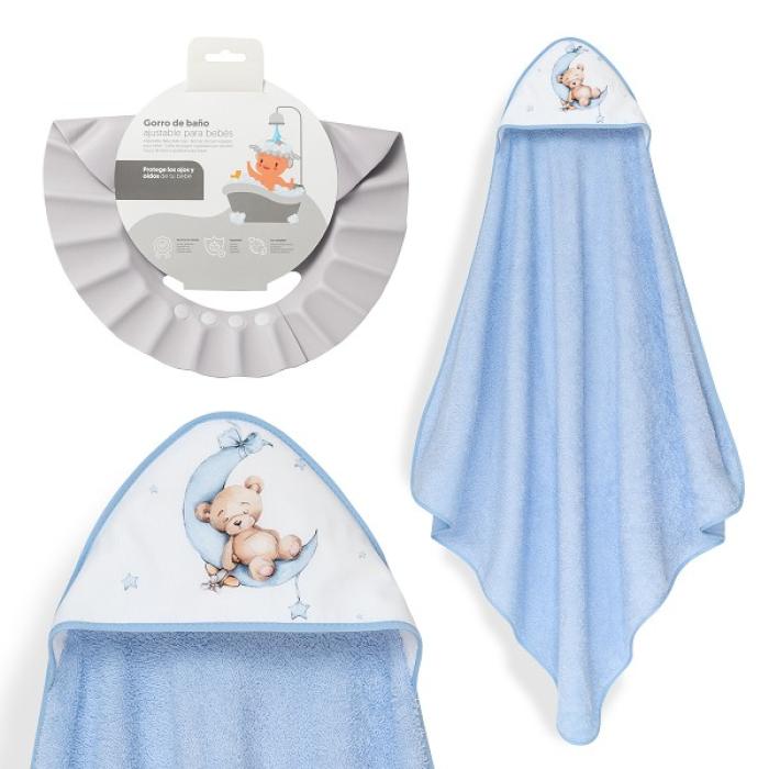 Interbaby Bear Μπουρνούζι Κάπα &#038; Καπέλο Μπάνιου Blue
