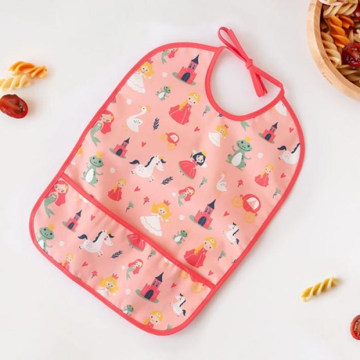 Αδιάβροχη Σαλιάρα με τσέπη Tales Ροζ