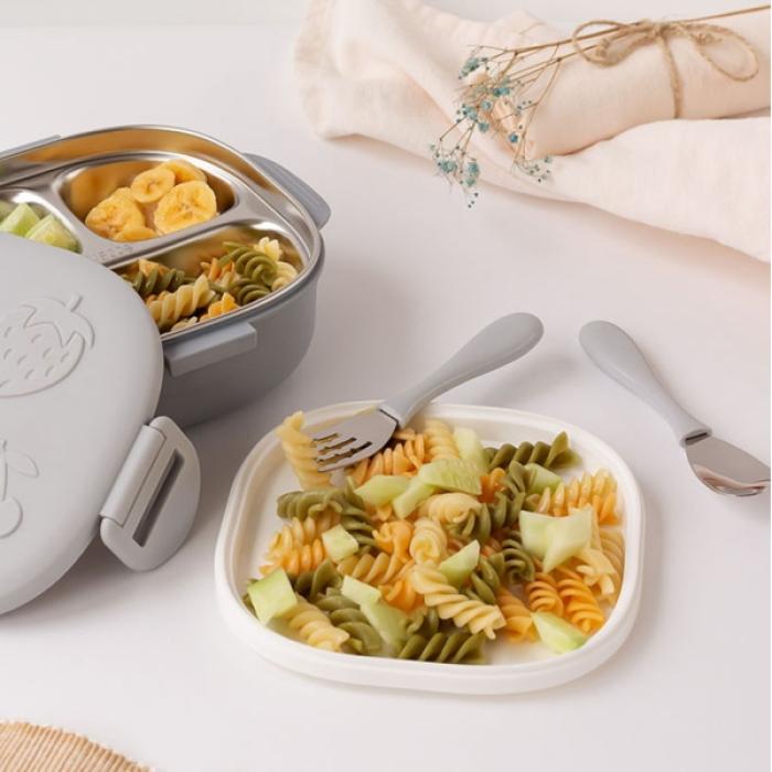 Δοχείο Φαγητού με Ανοξείδωτο ταψάκι Γκρι 450ml.