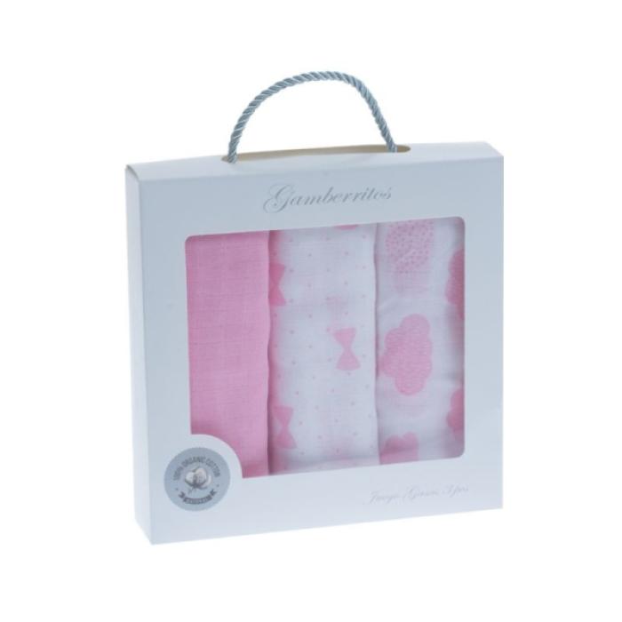Σετ Πάνες Αγκαλιάς σε κουτί Sky Ροζ 3τμχ.