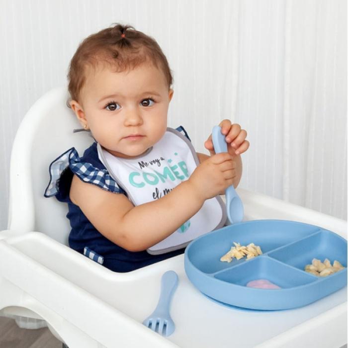 Πιάτο Σιλικόνης με χωρίσματα και κουταλοπίρουνο | Σιέλ