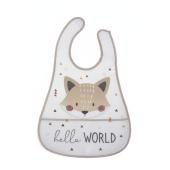 Αδιάβροχη Σαλιάρα PEVA με Τσέπη "Hello World"