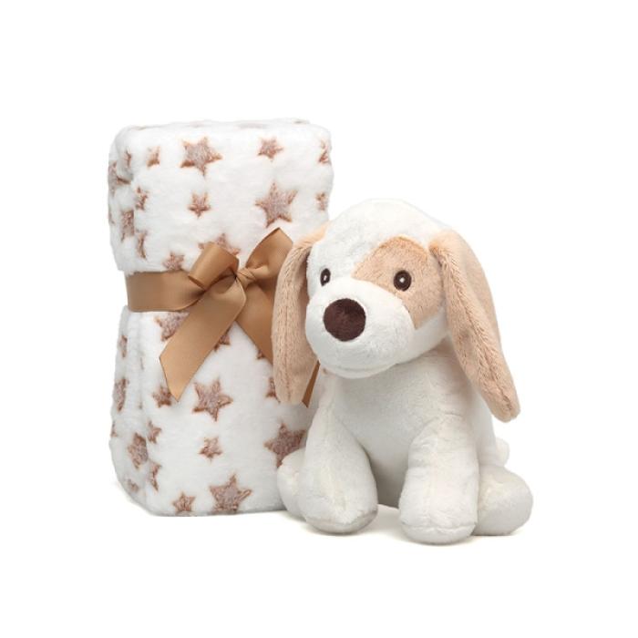 Κουβέρτα Αγκαλιάς με Λούτρινο Σκυλάκι Μπεζ 100x100εκ.