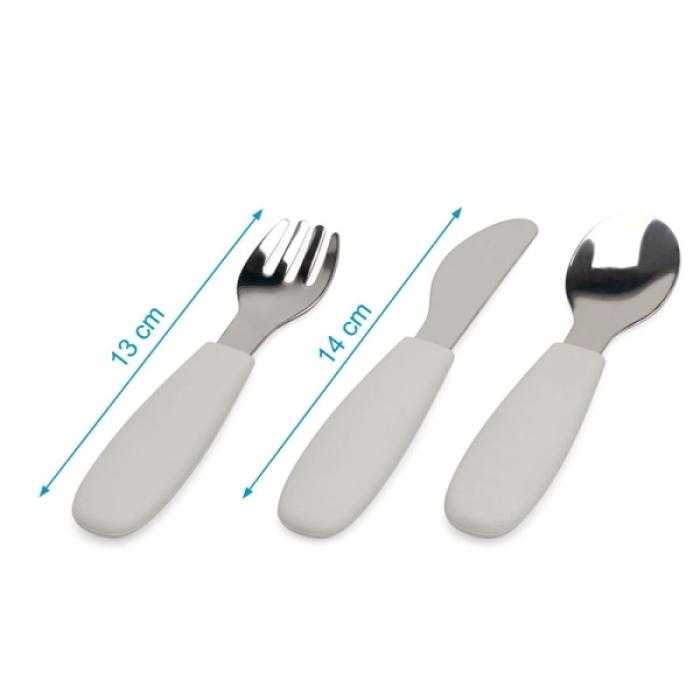 Ανοξείδωτα Μαχαροπίρουνα με Λαβή Σιλικόνης Γκρι 6+Μ. Σετ 3τμχ.