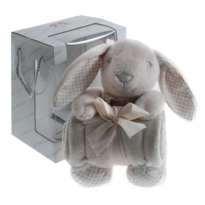 Κουβέρτα Αγκαλιάς με Λούτρινο Λαγουδάκι Μπεζ 80x110εκ.