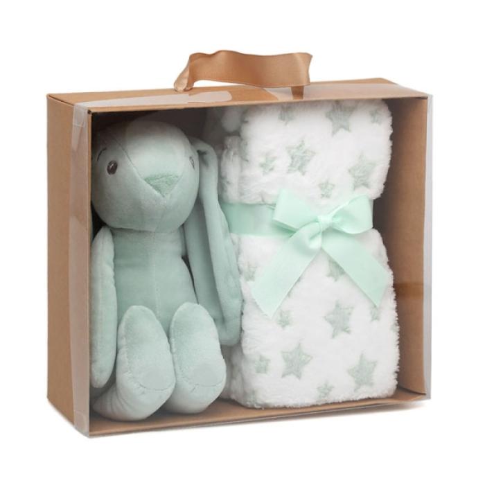 Κουβέρτα Αγκαλιάς με Λούτρινο Λαγουδάκι Μέντα 100x100εκ.