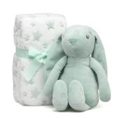 Κουβέρτα Αγκαλιάς με Λούτρινο Λαγουδάκι Μέντα 100x100εκ.